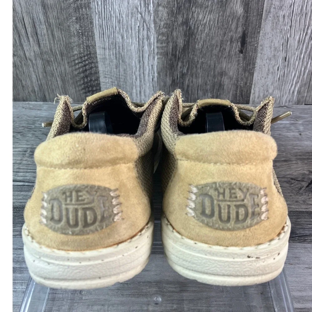 Hey Dude Wally Youth Sport Mesh Tan White Slip On Loafers 40431-25W Size YT3